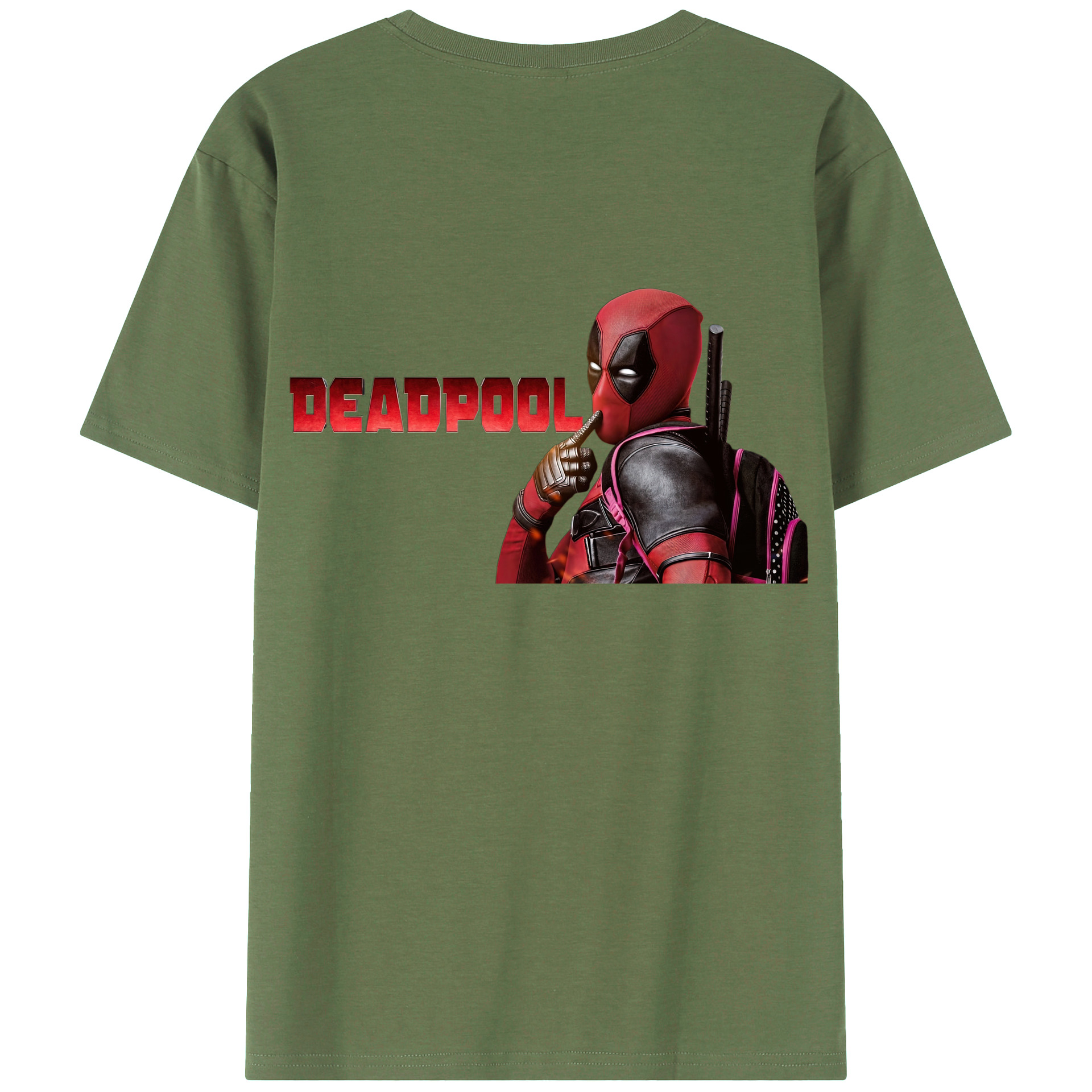（画像用） Deadpool デッドプール 綿100％ メンズ半袖Tシャツ（バックプリント） 通気性